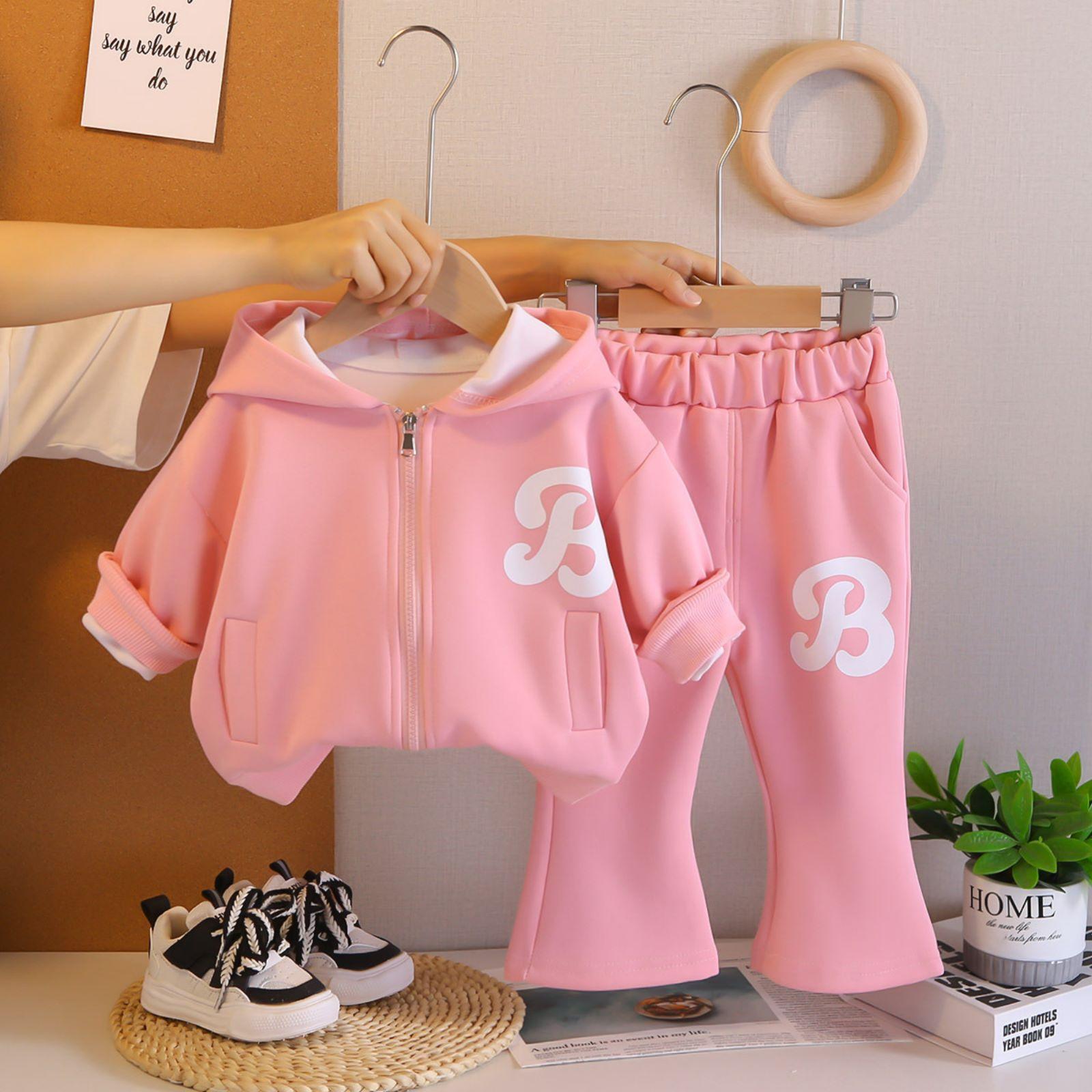 

Детский повседневный комплект с длинным рукавом, удобные наряды для повседневной носки 90 розовый