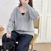 Hooded zipper knitted sweater women's autumn and winter new fashion lazy top loose sweater jacket sweater