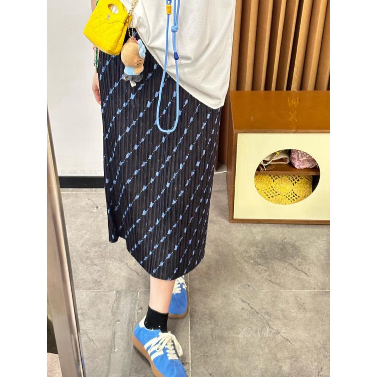 

Miyake Geometric Pleated High Waist Midi Skirt - Women s Summer Fashion One Size