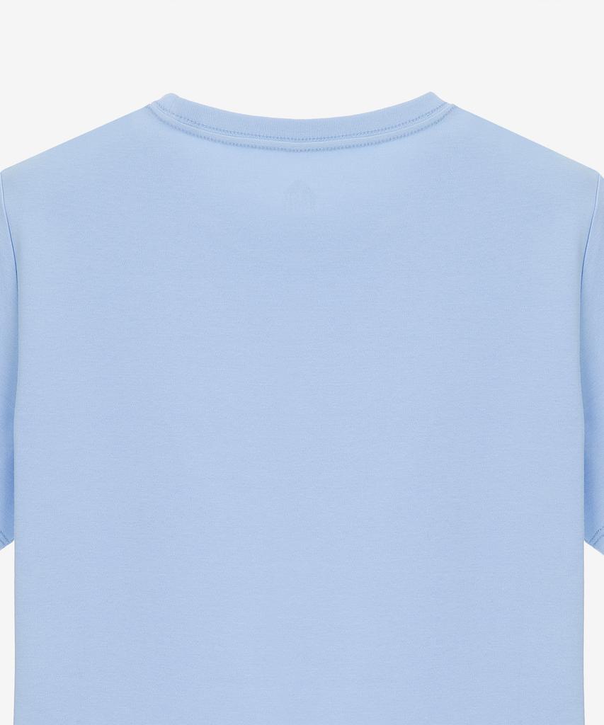 BASIC HOUSE Women'S Round Crop Short Sleeve T-Shirt Blue Lats0202