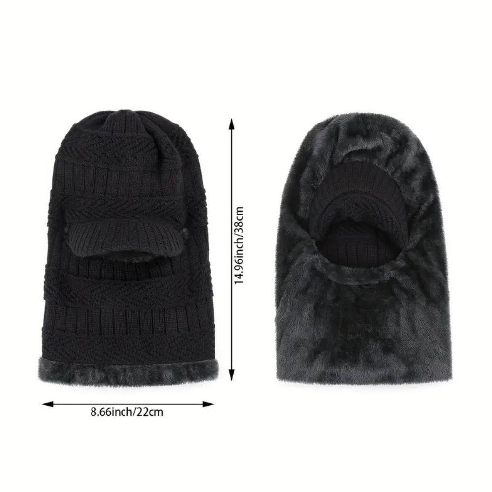 New Woolen Yarn Skullies Beanies Hats Windproof With Brim Winter Beanies Warm Ring Scarf Thickening Ski Mask Caps Outdoor