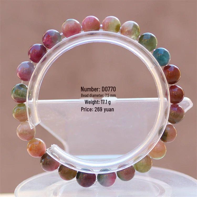 Colorful Brazilian Tourmaline Beaded Bracelet for Women - Candy Color Couple Jewelry Accessory