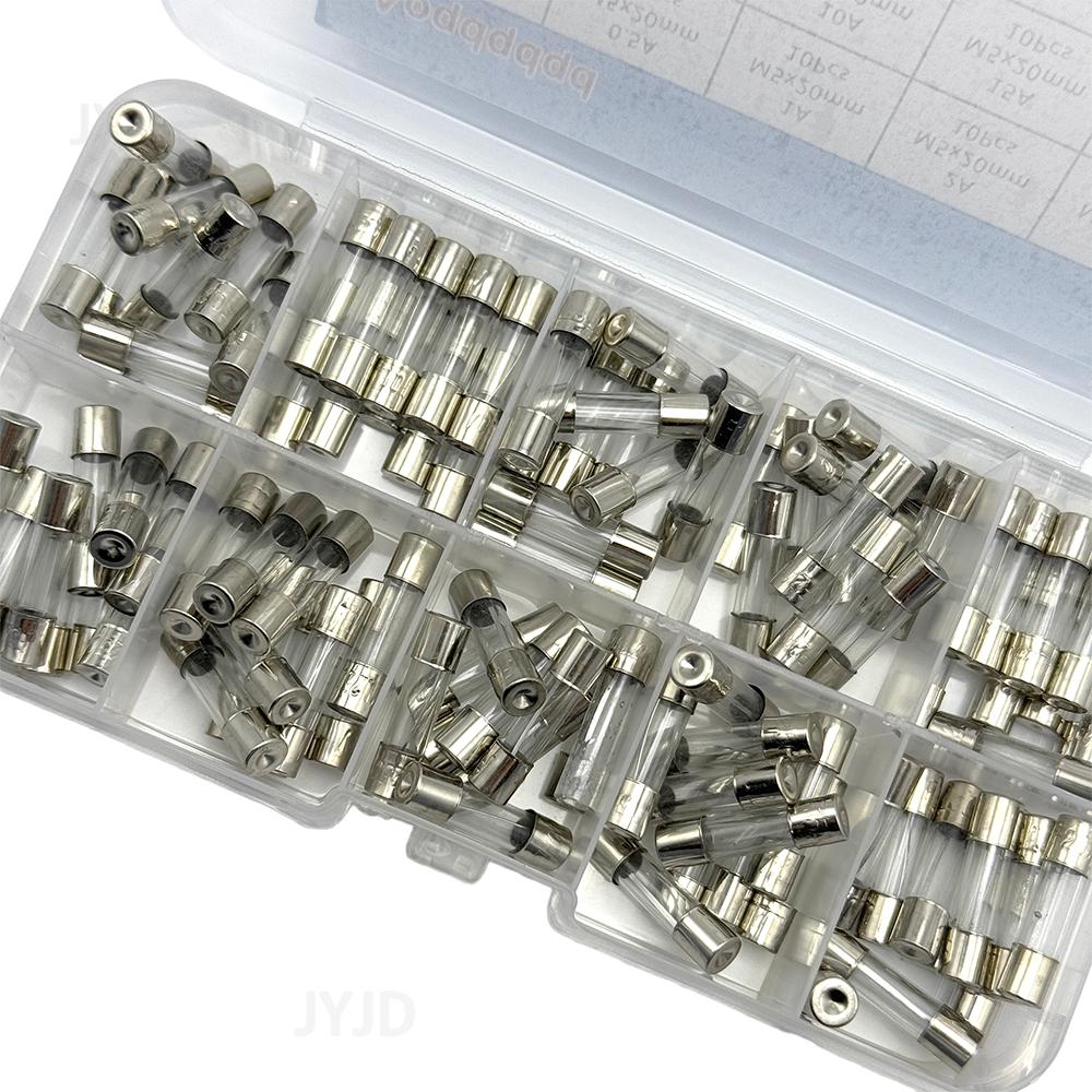 100pcs 5x20mm Glass Ceramic Fuse Assorted Kit 0.2A to 20A with Storage Box for Electronics Circuit Protection