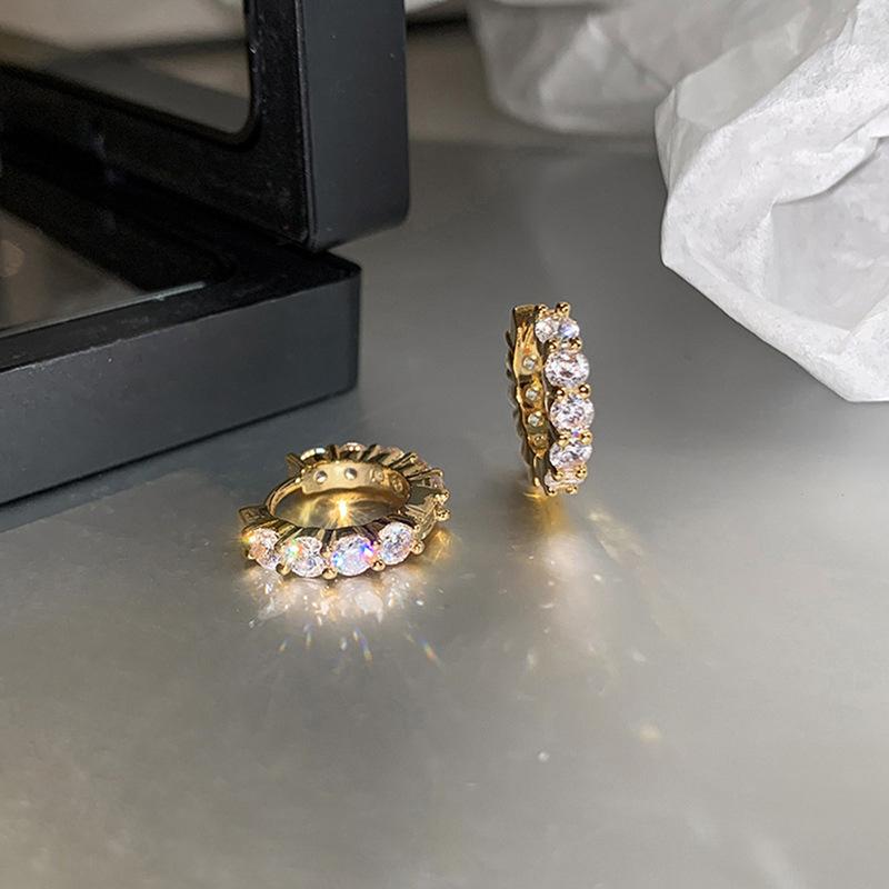 1 Pair of Exquisite Earrings Set with Synthetic Zircon Sparkling Jewelry, Stylish Earrings