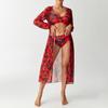 Bikini a tre pezzi a vita alta Euro-Americano Cross-Border 2026 con Copricostume Protezione Solare