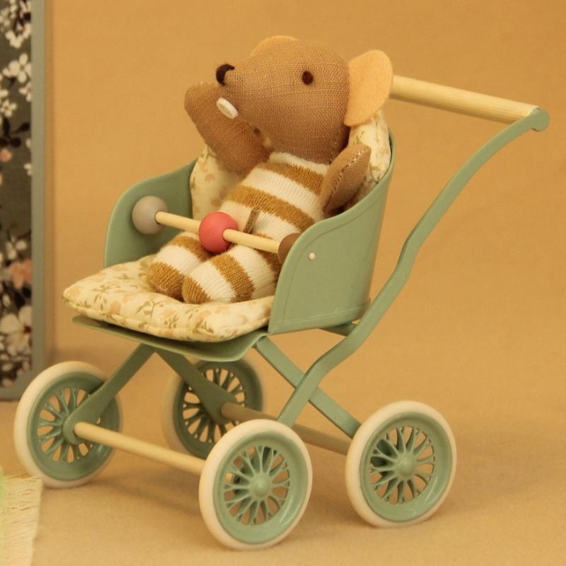 1:12 Miniature Artificial Baby Stroller Suitable For Doll House Home Furnishings Furniture Decor