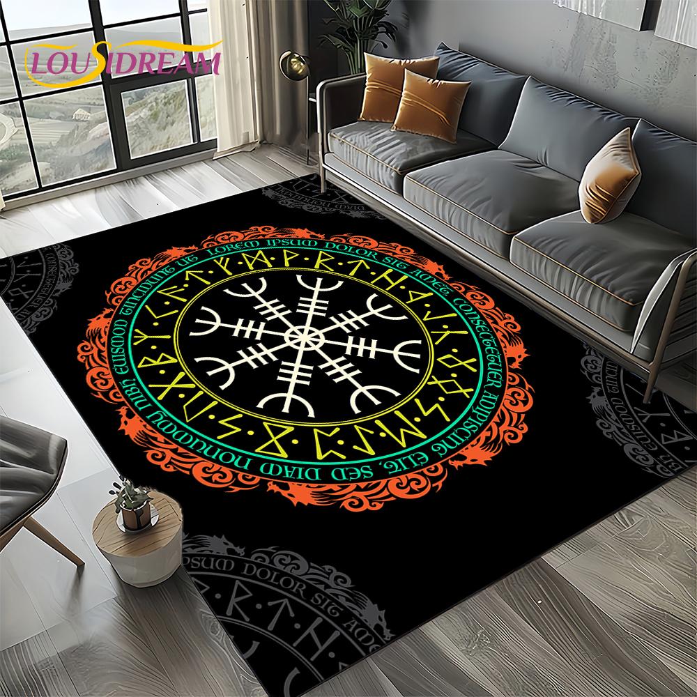 Odin Viking Symbol Valknut Nordic Valhalla Carpet Rug for Living Room Bedroom Home Sofa Decoration,Area Rug Non-slip Floor Mat