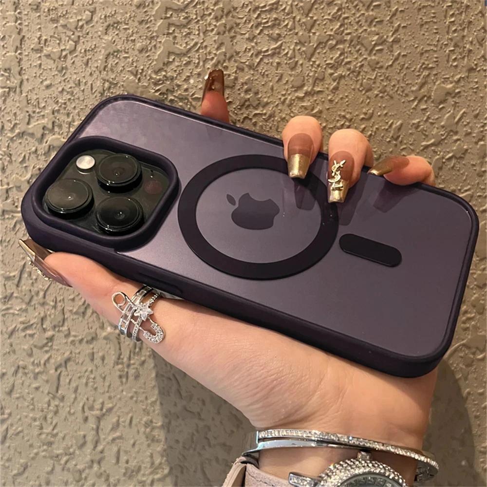 Luxury Transparent For Magsafe Magnetic Case For iPhone 15 14 13 12 11 Pro Max 15 14 Plus Wireless Charging Cover Accessories