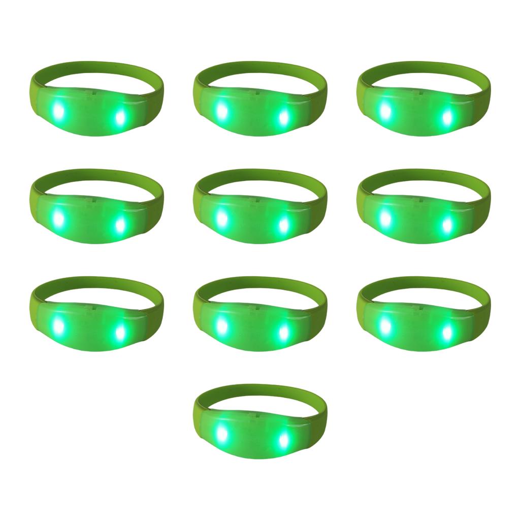 Pakke med 10 stemmeaktiverte silikonarmbånd blinkende lysende armbåndstilbehør flerfargede armbånd smykker