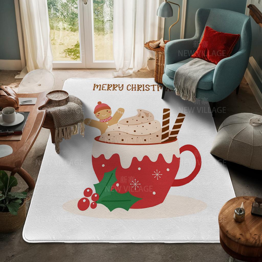 House Entrance Carpet Home Door Mat Living Room Bath Foot Bathroom Non-slip Water Absorption Rugs Bath Merry Christmas Winter
