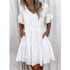 2025 European and American Women's Ruffle Pocket Printed Dress