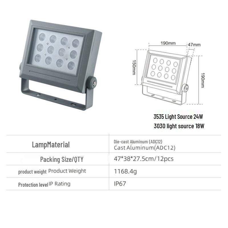 IP65 Waterproof LED Square Floodlight for Outdoor Courtyard, Lawn, Villa, or Engineering