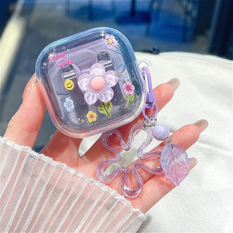 Cute Clear Silicone Headphone Case with 3D Pendants for Samsung Galaxy Buds 4/4pro Wireless Bluetooth Shockproof Earphone Cover