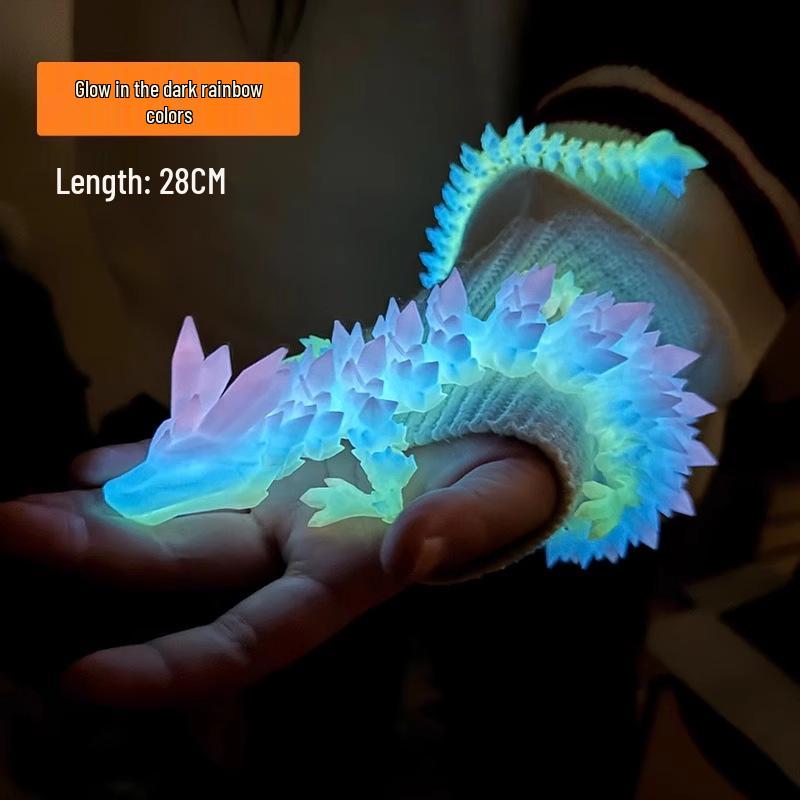 

Светящаяся хрустальная фигурка дракона, напечатанная на 3D-принтере - Полностью подвижная игрушка-симулятор для креативного подарка на день рождения мужчины