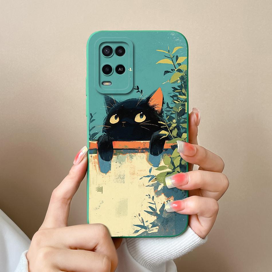 For Oppo A54 A54S Case Simple Cute Design Full Protection Phone Housing For Oppo A 54 4G Back Cover Soft Liquid Silicone Fundas