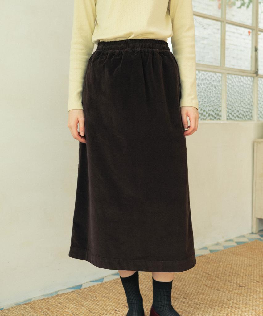 CHIQUITA Corduroy Midi Long Skirt Brown 250904Br