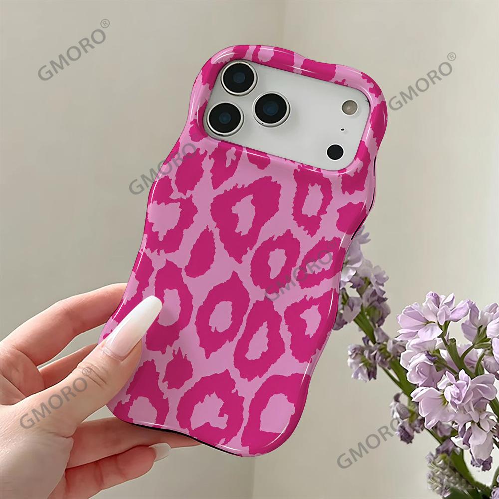 Popular Spice Girl Leopard Print Mobile Phone Case Apple 17 European and American Style 14Pro Wavy Edge Film Two-in-one