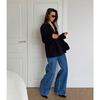 Vintage Black Narrow Cut Waist Fitted Blazer For Women Commute Office Outerwear