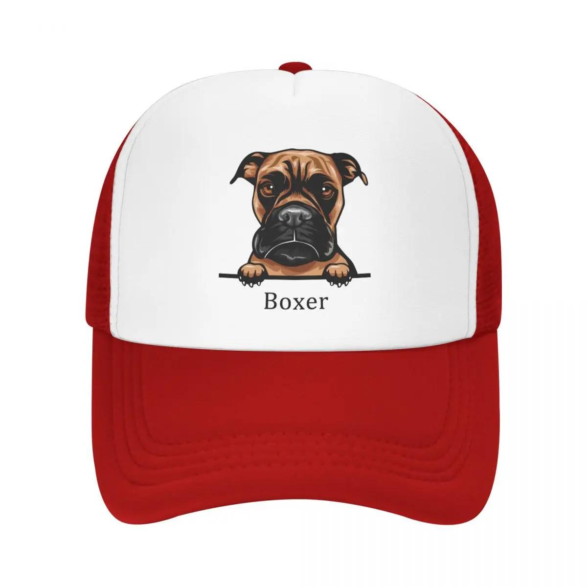 Custom Punk Unisex Boxer Dog Trucker Hat Adult Pet Animal Adjustable Baseball Cap Women Unisex Hip Hop Trucker Cap One Size