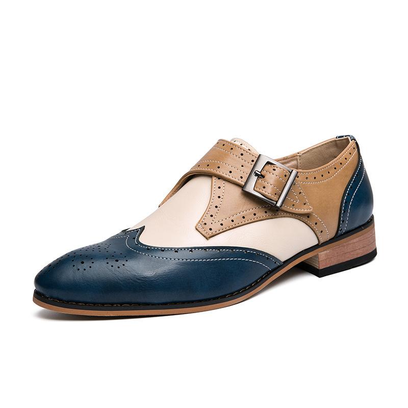 Men's Shoes Men's Color Matching Small Leather Shoes Fashion Trend Catwalk Casual Single Shoes Wedding Shoes Large Size Men's Shoes