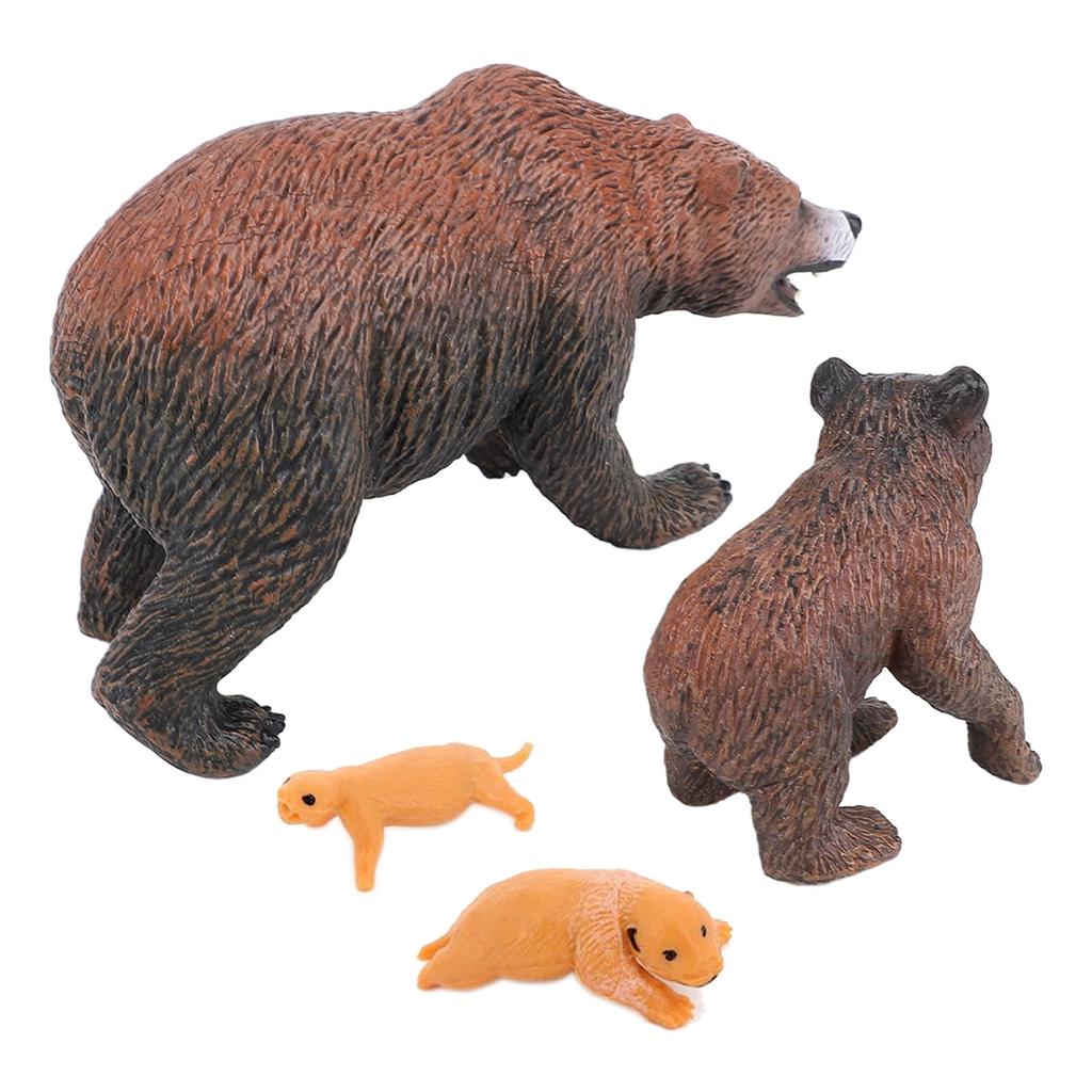 4Pcs Brown Bear Model Set PVC Lifelike Bear Figure Animal Life Cycle Model Set for Education