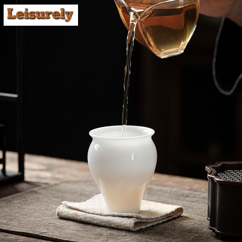 100ml Boutique Iced Sheep Fat Jade Porcelain Beauty Cup White Smelling Cylinder Cup Small Meditation Cup Mugs Kung Fu Teaware