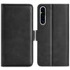 For Sony Xperia 1 V Leather Phone Stand Case Calf Texture Cell Phone Wallet Cover