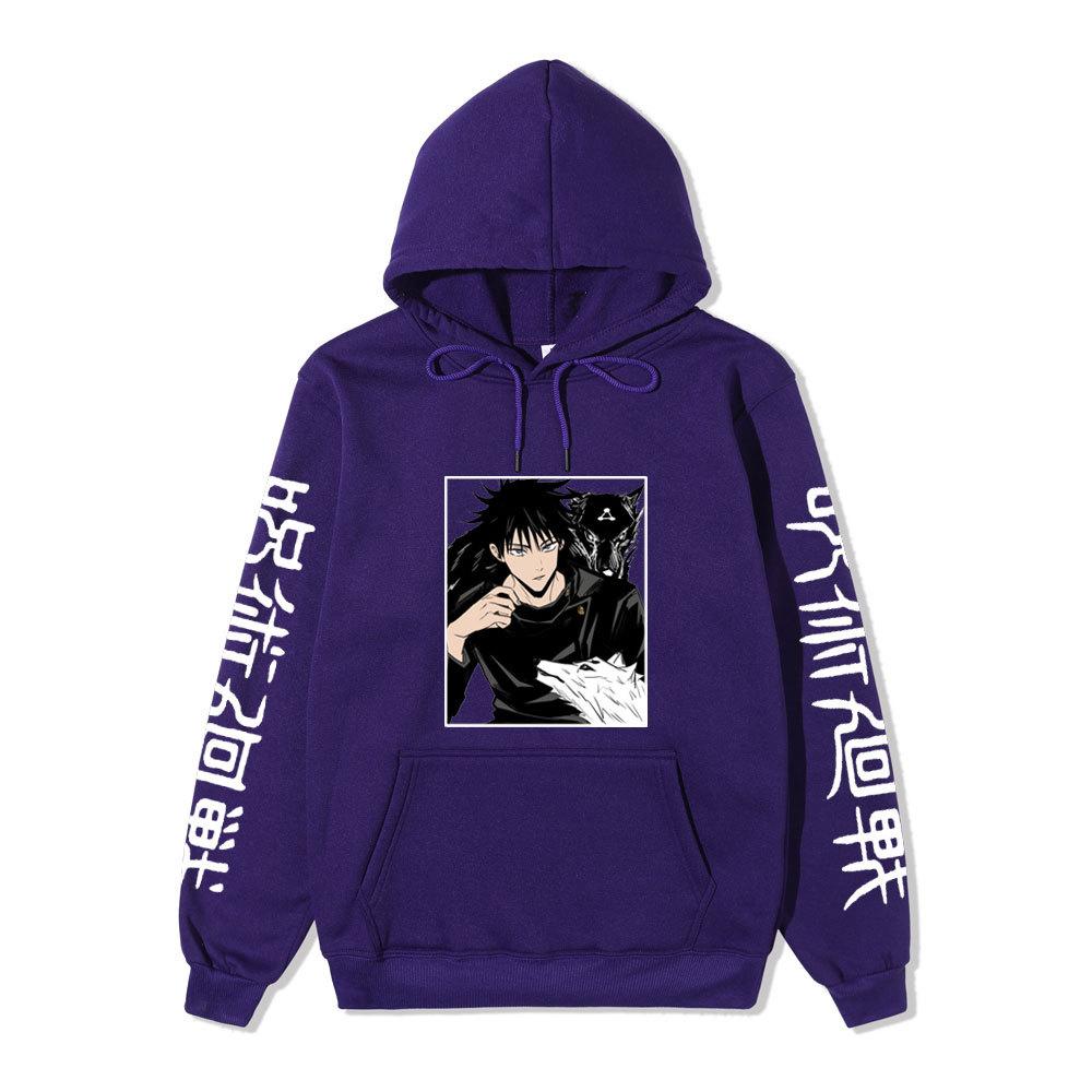 Japanese Anime Hoodie Sweatshirt Jujutsu Kaisen Satoru Gojo Anime Print Soft Fleece Warm Long Sleeve Hooded Sweatshirt