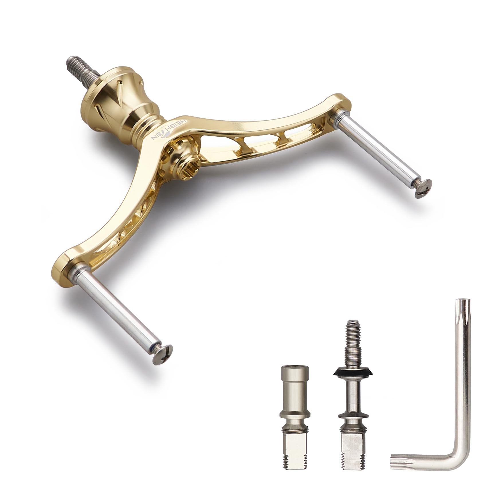 

HEIGHTEN Reel Handle for Shimano and Daiwa Universal Spinning Reels 80/92/95/98/110mm (No Knob) (80mm - Gold) (310)