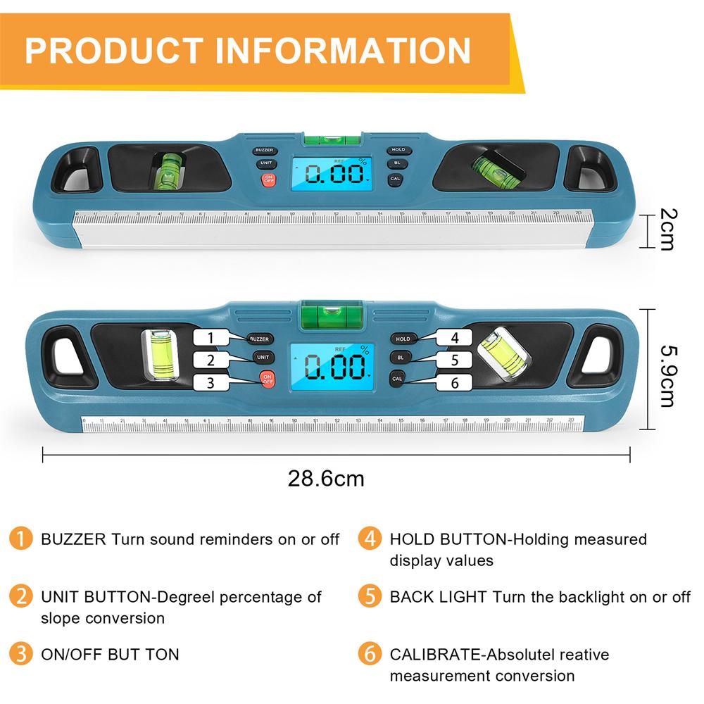 Digital Spirit Level Inclinometer Horizontal Scale Ruler Electronic LED Display Protractor Magnetic Base Measurement Tools