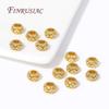 18K Gold Plated Inlaid Zircon Round Spacer Beads Metal Big Hole Beads For Bracelet DIY Jewellery Making Needlework Supplies