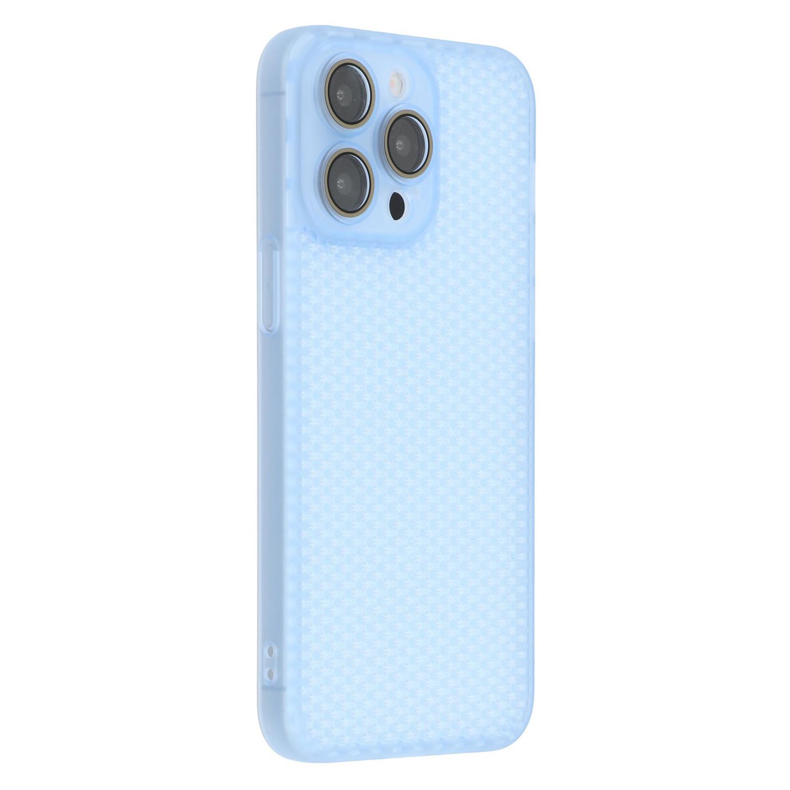 

For iPhone 15 Pro Max Case Heat Dissipation Hard PC Phone Cover with Camera Lens Protector Transparent Blue