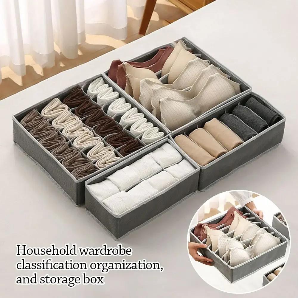 4-Piece Foldable Clothes & Underwear Storage Set – Large Capacity Socks Organizer – Space-Saving Multifunctional