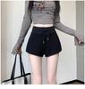 Women's Gray High-Waist A-Line Sports Shorts - 2025 Summer Petite Slit Casual Hot Pants