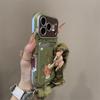 Green Coconut Tree Cat Design iPhone 17 Pro Case with Apple 16 Pro Mirror Card Holder & 15 Pro Compatibility