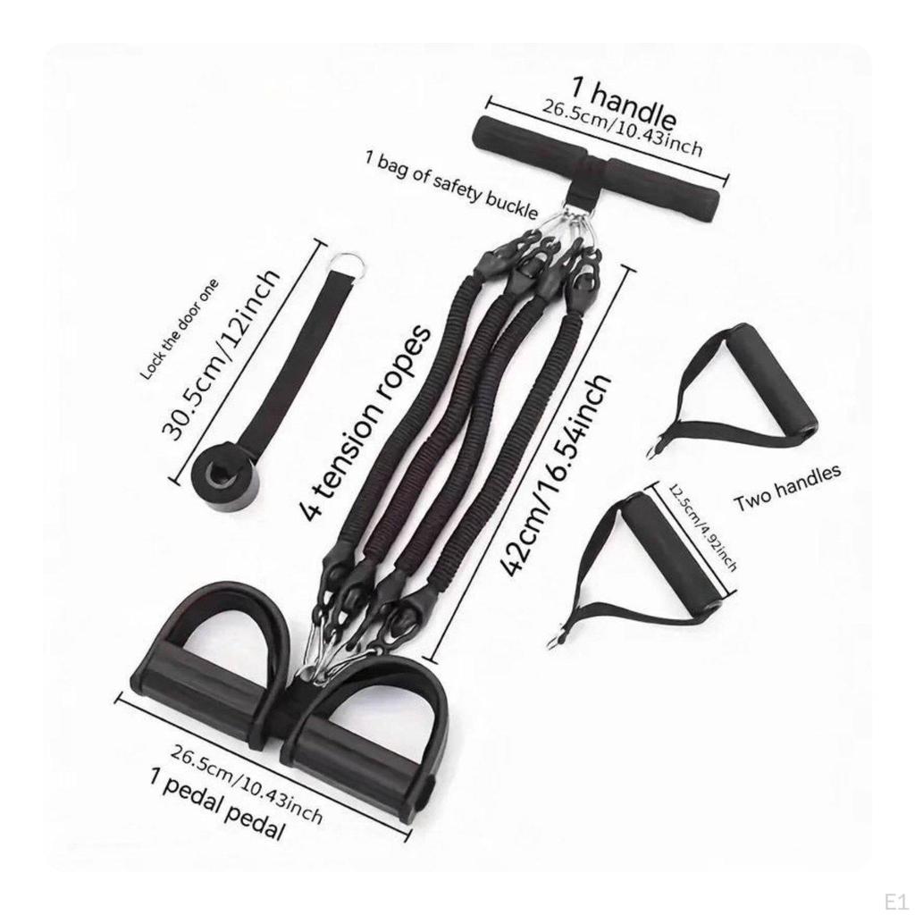 Foot Pedal Pull Rope Full Body Workout 4 Tube Exerciser MultiFunctional Sit up Core Sculpting