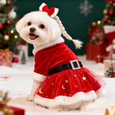 Christmas Dog Dresses Puppy Gowns Pet Holiday Party Dreamy Princess Dresses Glitter Knit Sequins Fashion Small Dog Dresses