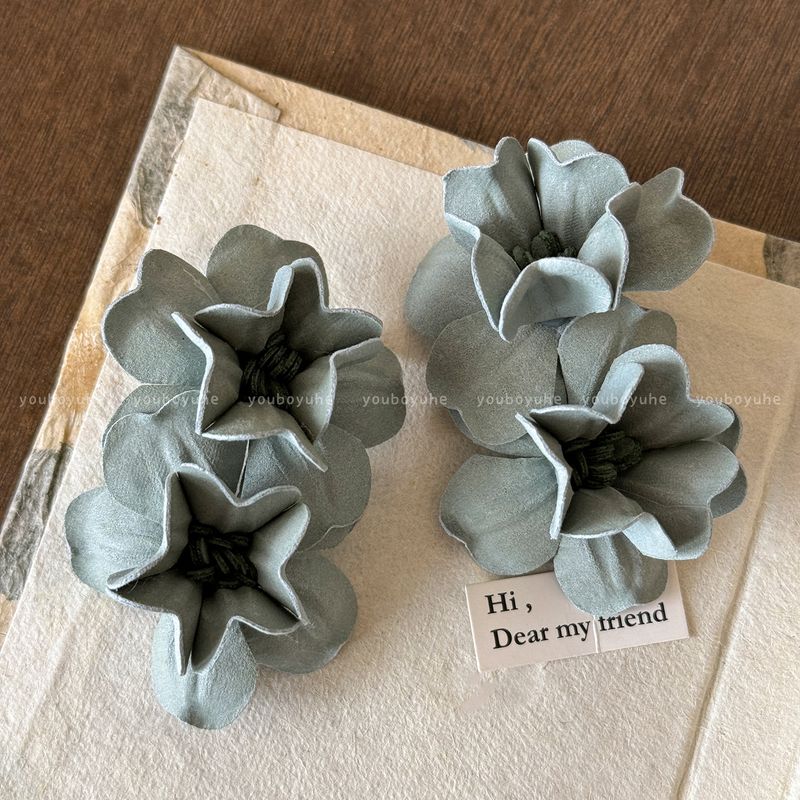 

Ear Flower ~ Super Fairy Blue Parallel Flower Earrings Female Summer Vacation Style High-Profile Earrings Fancy Earrings Blue Bingdi Flower Earrings-Silver Needles