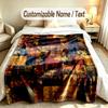 Autumn Harvest Theme Soft Blanket Personalized Custom Name Text Print Warm Blanket Home Sofa Bedroom Decor