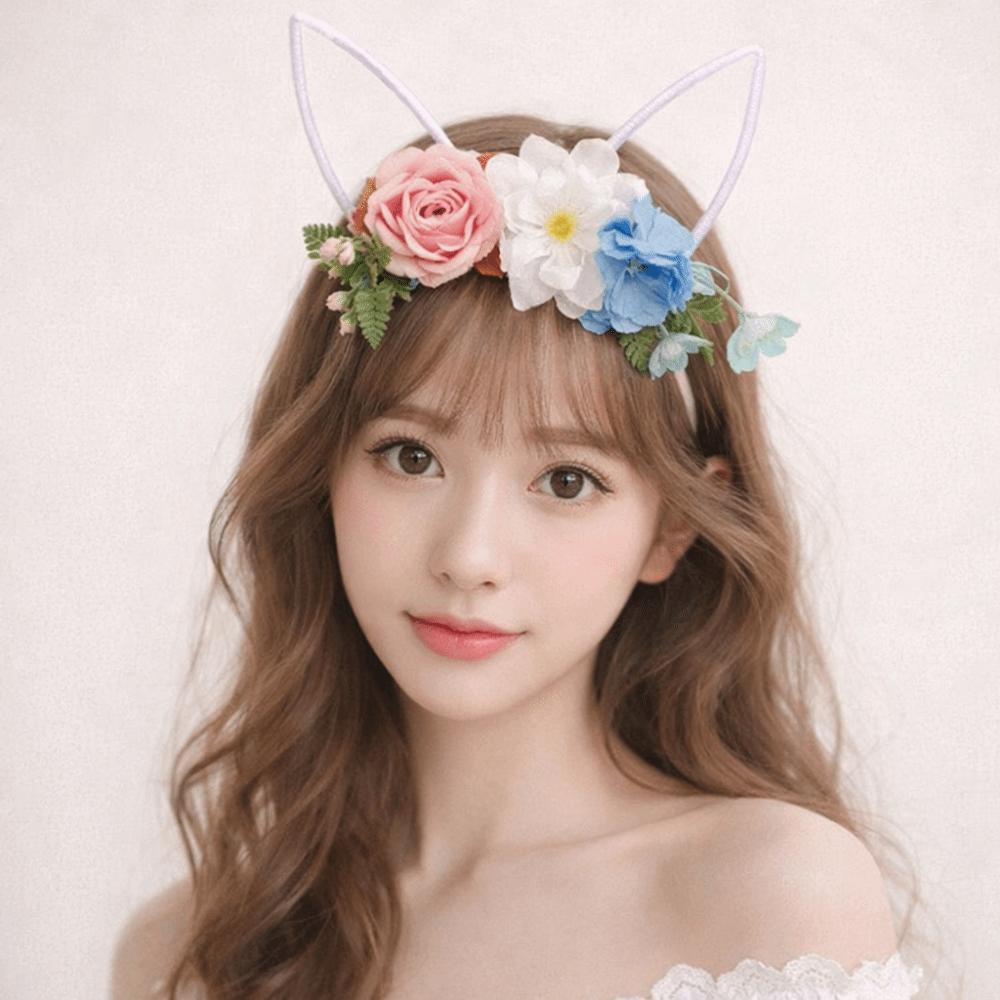 Colorful Rabbit Ears Headband Forest Bunny Ears Hair Hoop Exquisite Easter Garland Children