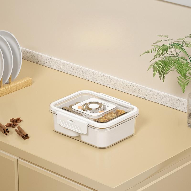 Caixa de armazenamento para geladeira 2/4/8 grades vegetais frutas aperitivos com tampa seccional nozes doces lanche bandeja de servir organizador de geladeira