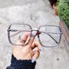 New TR90Square large frame anti-blue light flat glasses Personalized plain face-covering decorative myopia glasses frame