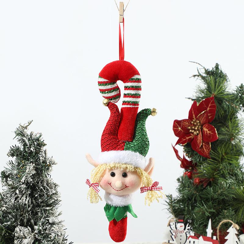 1pcs Christmas Elf Plush Doll Fabric Christmas Tree Hanging Ornament for Kids Window Hotel Decoration Desktop Decoration