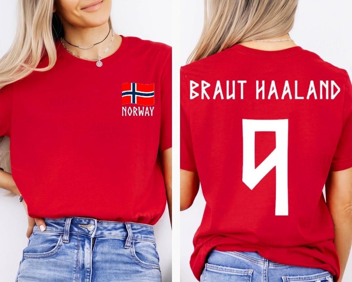 Retro Haaland 9 Norway Soccer Unisex Shirt, Norway Flag T-Shirt Unisex T-Shirt XXL
