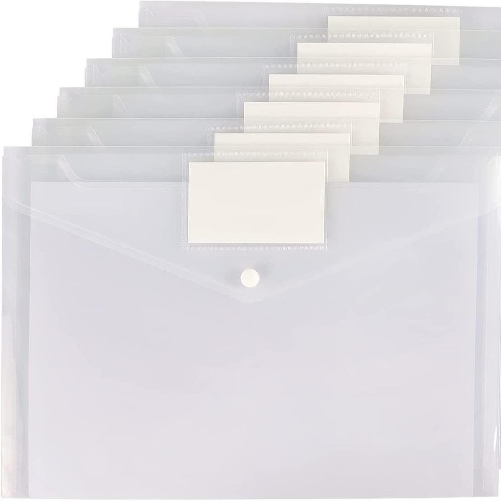 A4 Transparent Plastic Snap Button File Bag - Thickened Document & Stationery Storage Bag