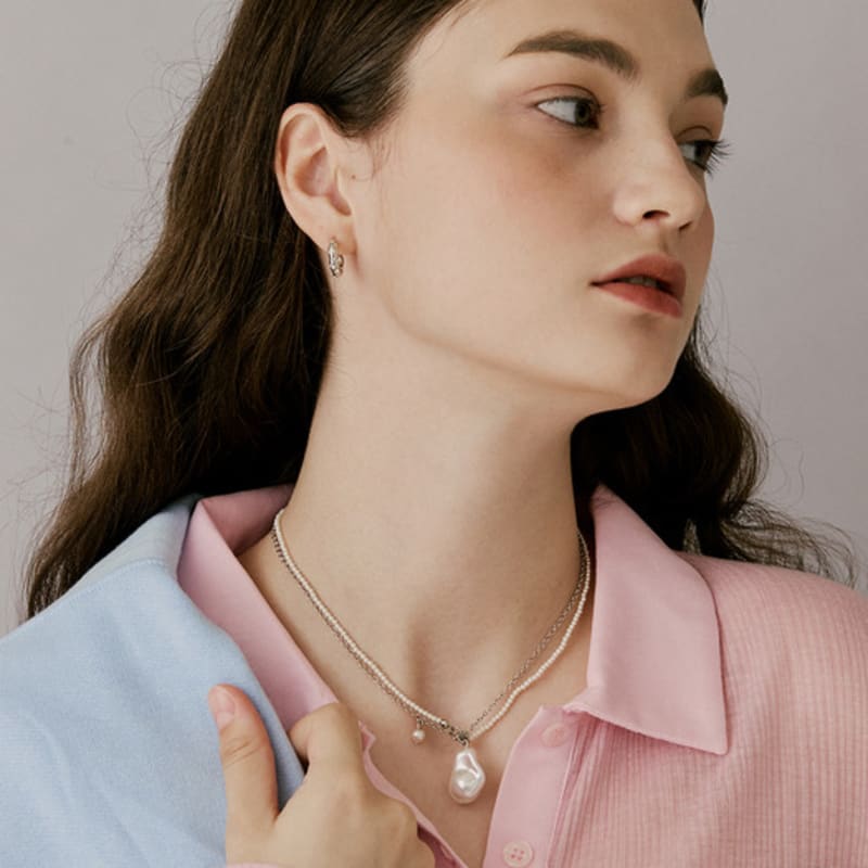 VINTAGE HOLLYWOOD Baroque Pearl Layered Necklace_VH2479NE010M