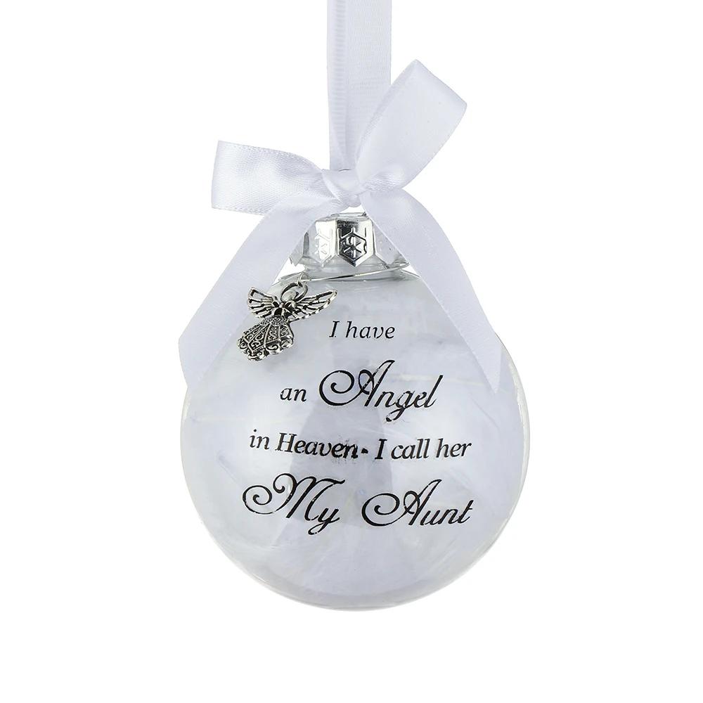 8cm Feather Ball I Have An Angel In Heaven I Call Her/Him Mom Dad Memorial Ornament Christmas Tree Hanging Ornaments Supplies