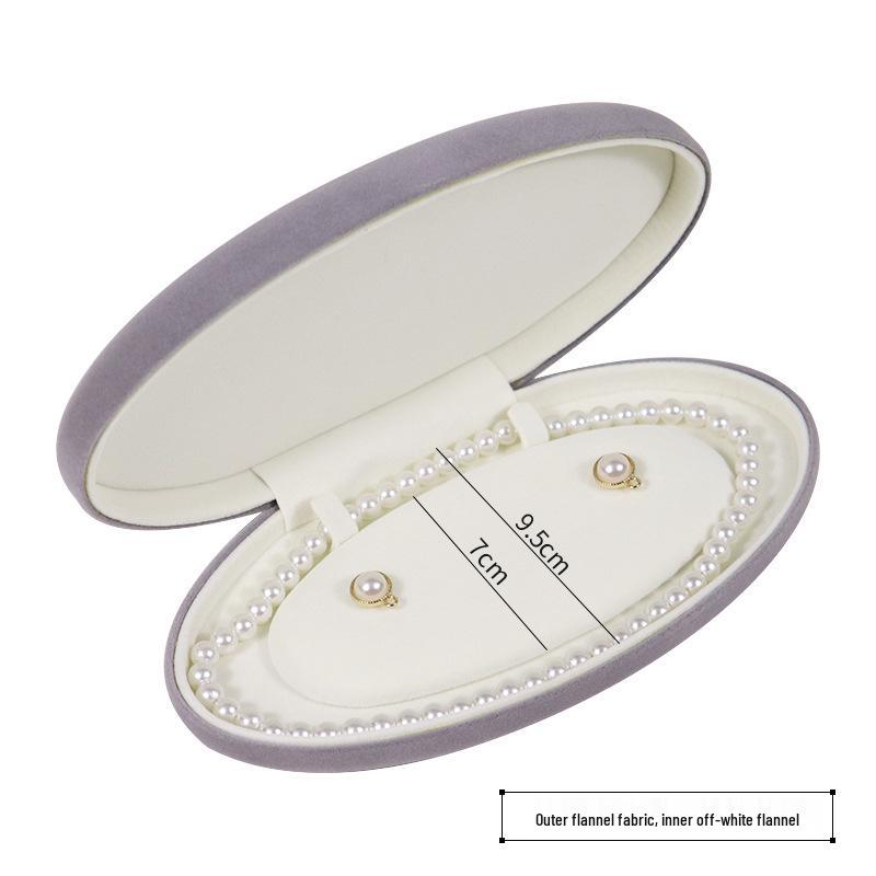 Oval PU Leather Pearl Two-Piece Jewelry Box Set for Necklace and Earrings