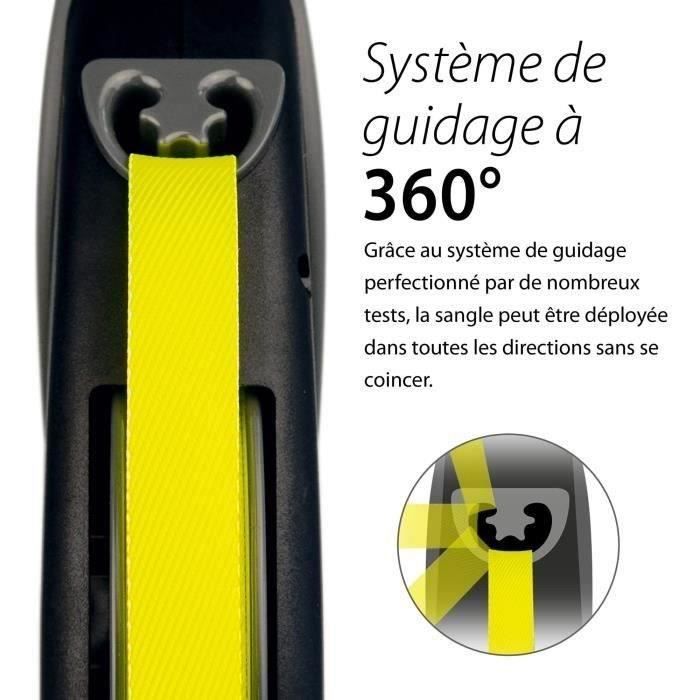 Laisse enrouleur Flexi Neon Giant - FLEXI - GT3-210-S-NEO-12 - Noir et jaune - Pour chiens jusqu'à 50 kg