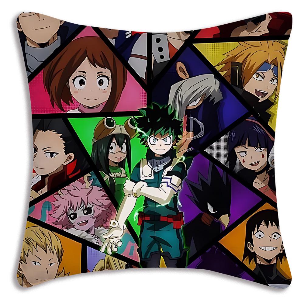 Anime My h-Hero Academias Pillow Covers Cartoon Sofa Decorative Home Double-sided Printing Short Plush Cute Cushion Cover